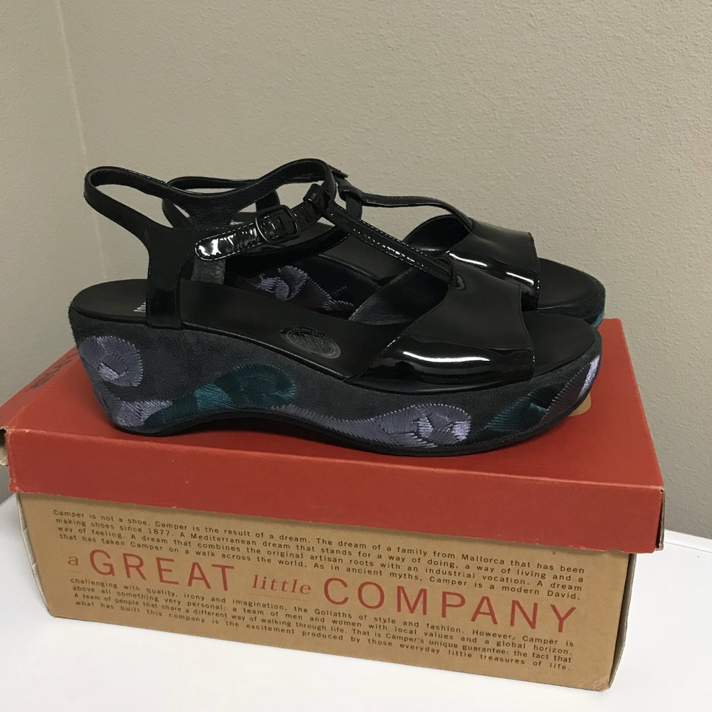 Women’s Camper Twins Black Platform Sandal